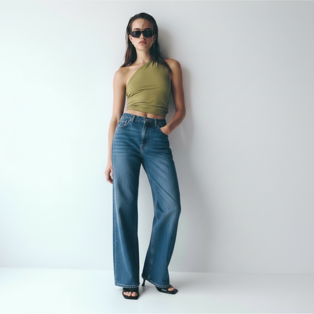 H&M BLEECKER HIGH RISE WIDE LEG JEANS - Picture 5 of 9
